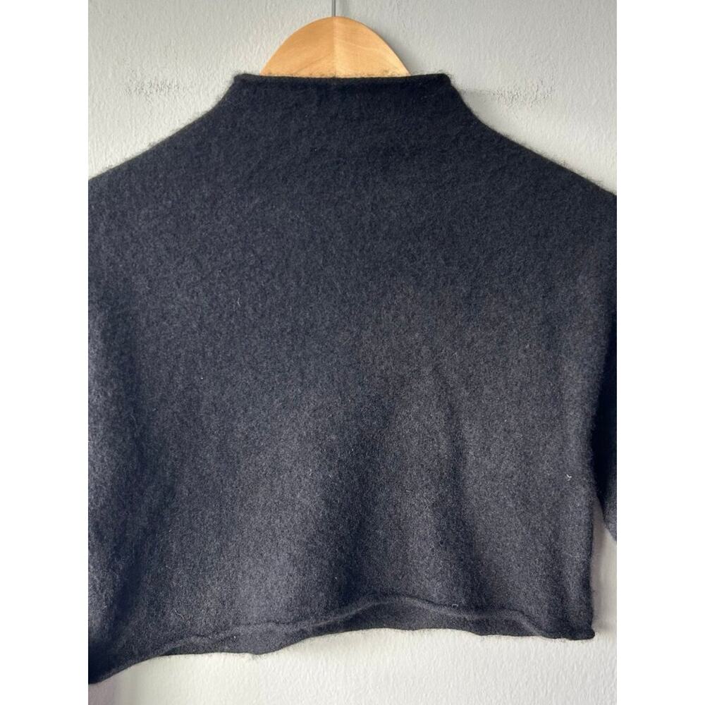 Reformation Black Cashmere Cropped Mock Neck Sweater Top Small Women's - Picture 6 of 8